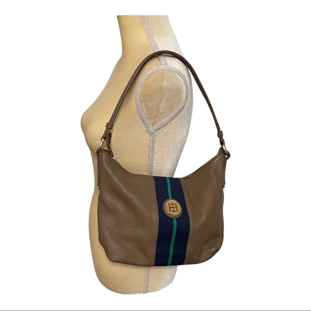 Tommy Hilfiger Tan Shoulder Bag with Ribbon Accent Y2K